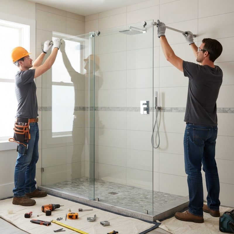 Glass Shower Door Installation detail